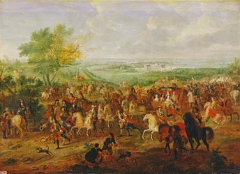 Paseo de Luis XIV (1638-1715) frente al Palacio de Clagny, c. 1680